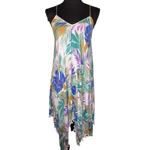 Goa Beachwear Japna Women’s L tropical floral sleeveless asymmetrical Pom Fairy